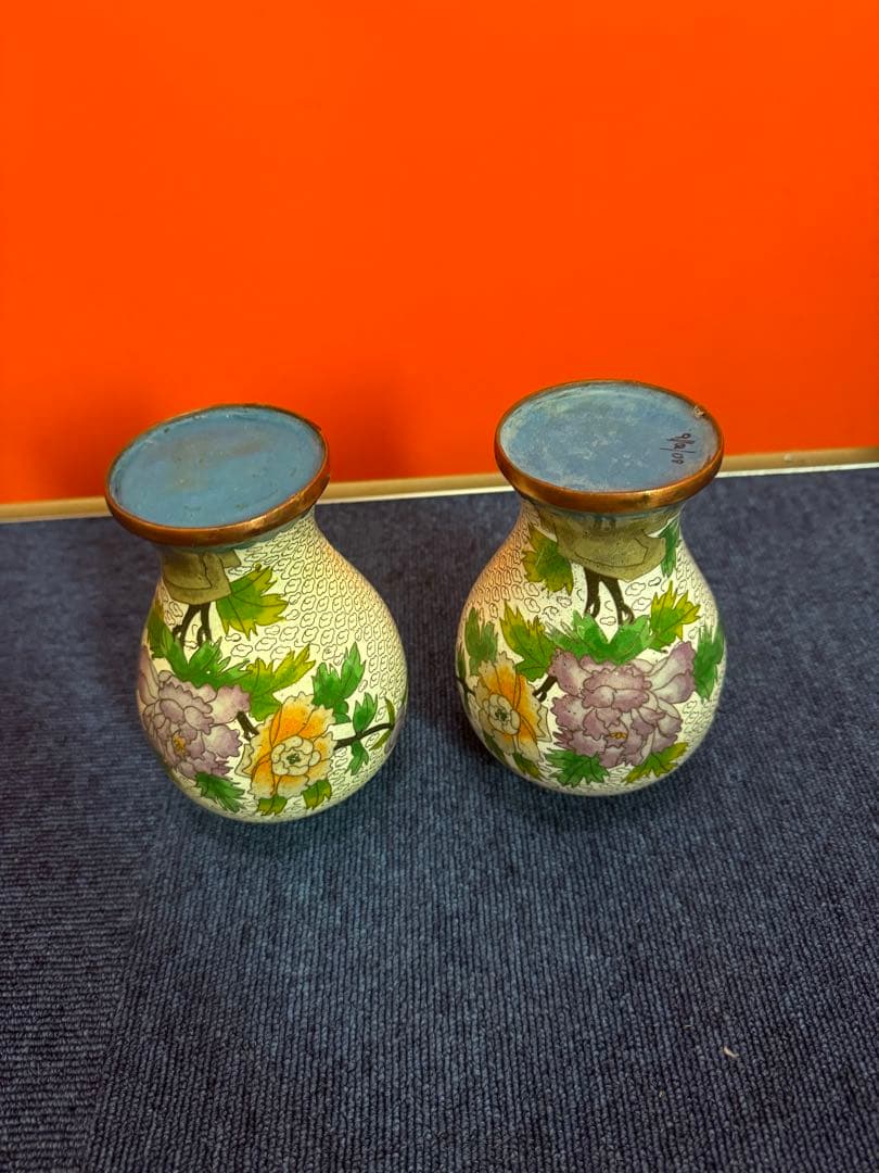 1850 七宝焼 景泰藍 花瓶2客