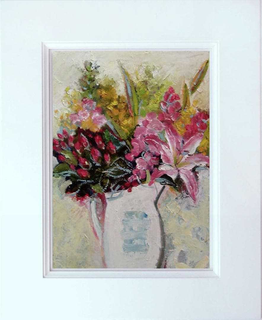 油絵 菅家令子 絵 絵画インテリア額付(青緑＋金色の枠) uF6-112302花