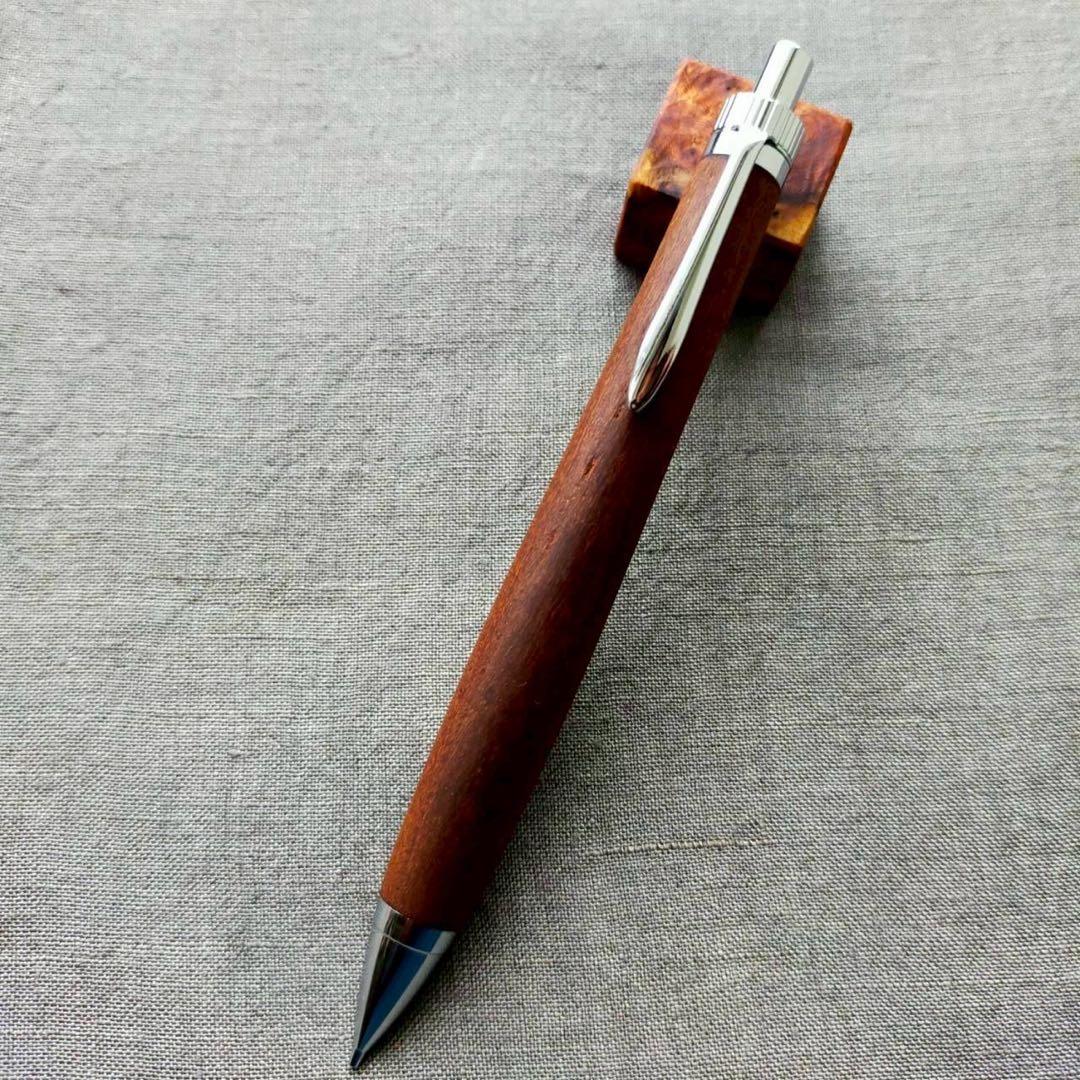 神代欅　鳥海山　ハンドメイド　木軸シャープペン　0.5mm　天然木　シルバー