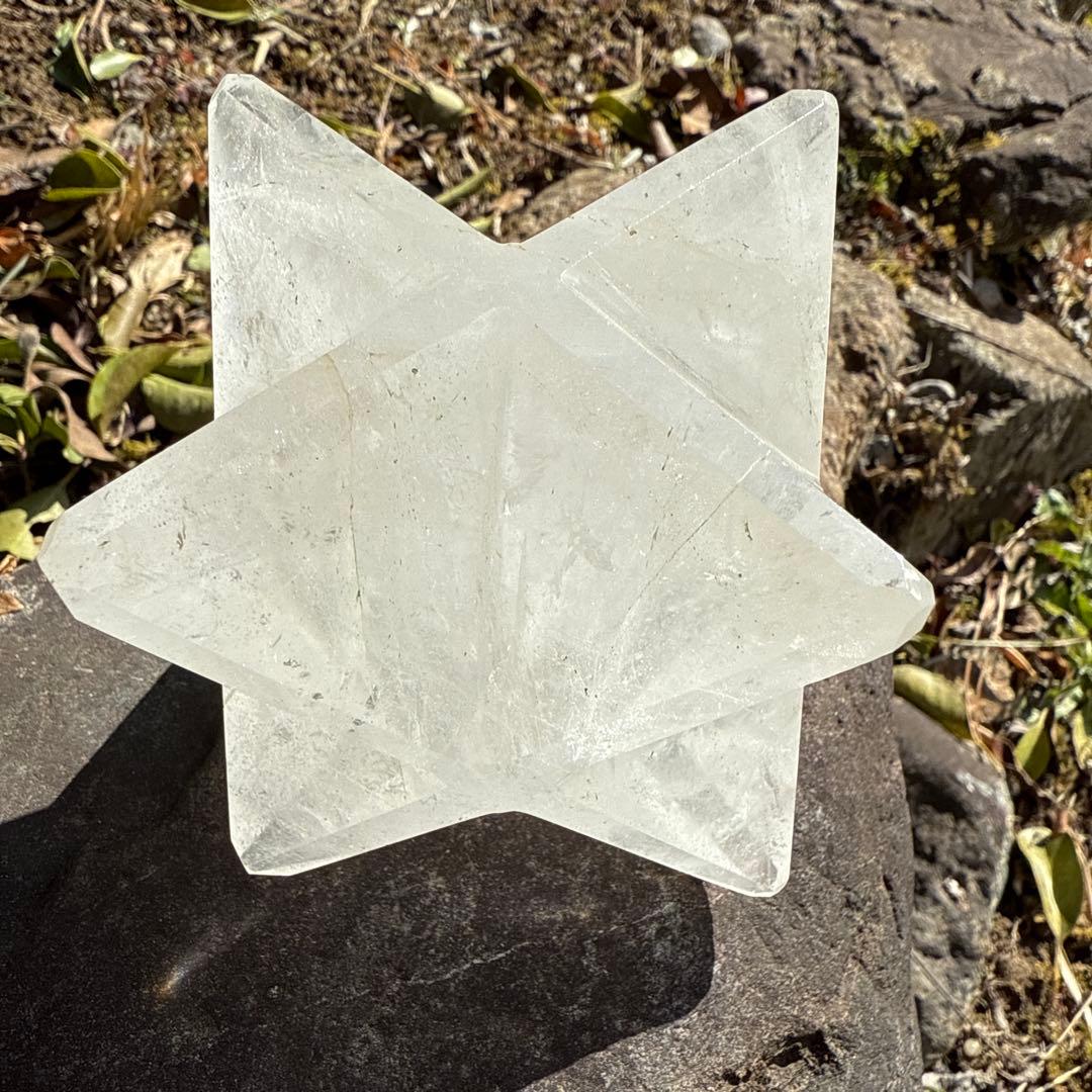 クリスタル 水晶 星型 神聖幾何学型オブジェ 約8cm✖️8cm