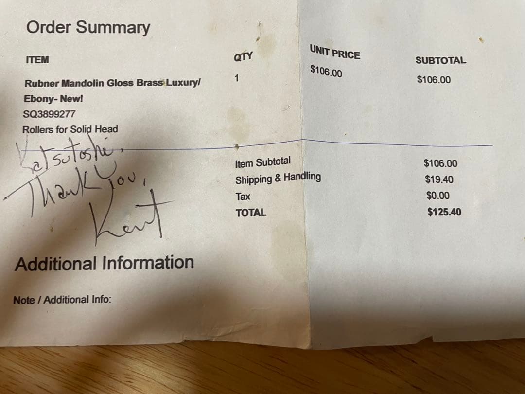 新品 ルブナー Rubner マンドリン用ペグ 黒檀 ゴールド×ブラック