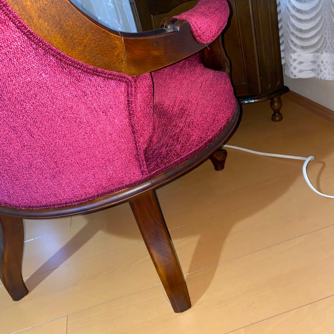 イタリア製ロココアンティークワインレッドのクラシック椅子 濃い