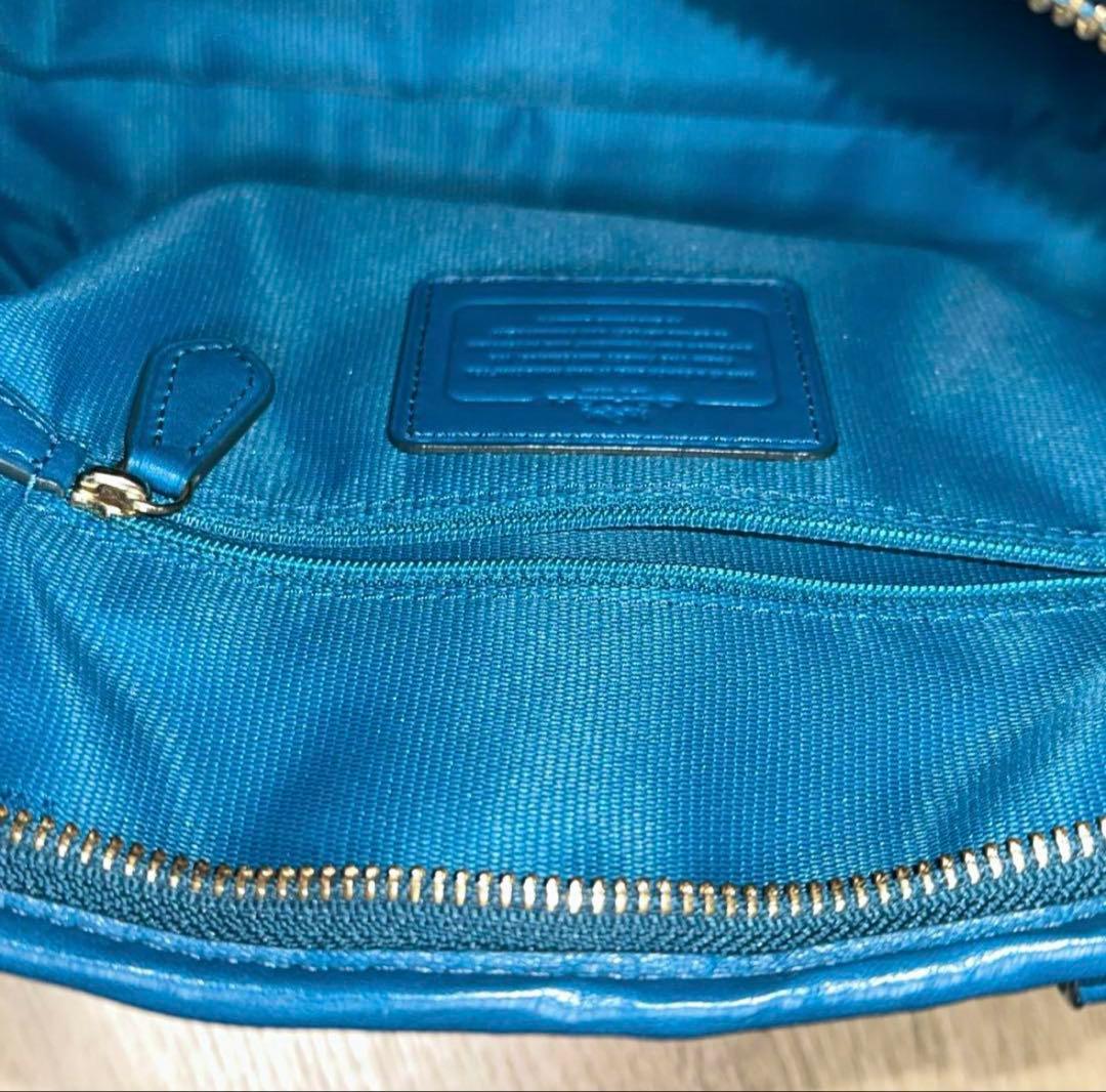 新品 【COACH ブルー グリーン エメラルド バッグ】