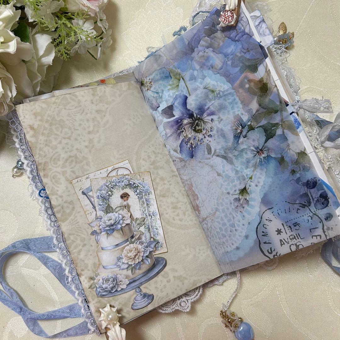薔薇とレースのジャンクジャーナル・雑記帳　Blue Wedding
