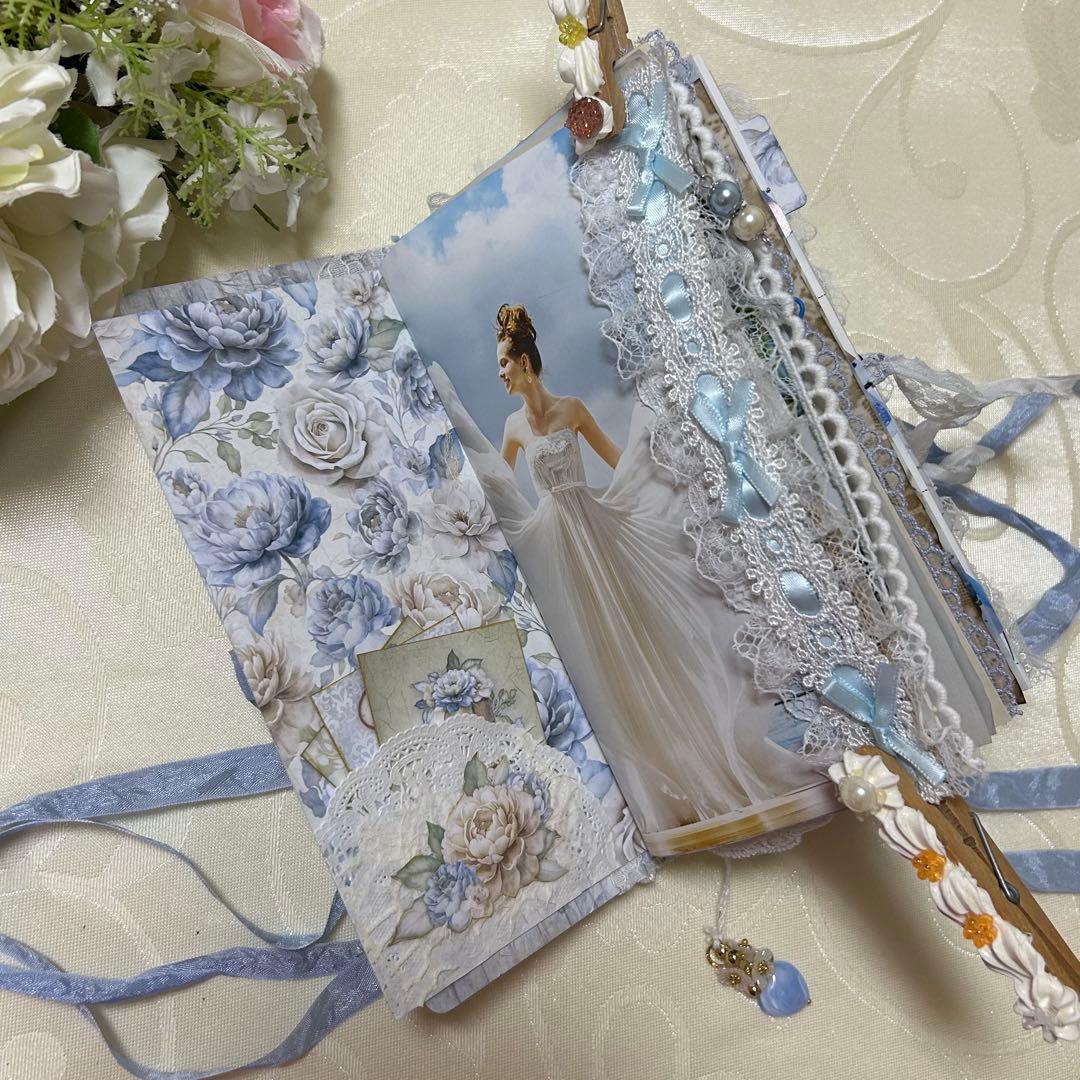 薔薇とレースのジャンクジャーナル・雑記帳　Blue Wedding