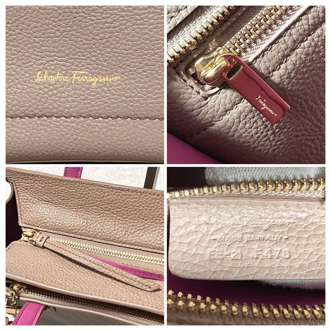 フェラガモ［エイミー］ハンドバッグ　ショルダー　カーフレザー　ガンチーニ　金具