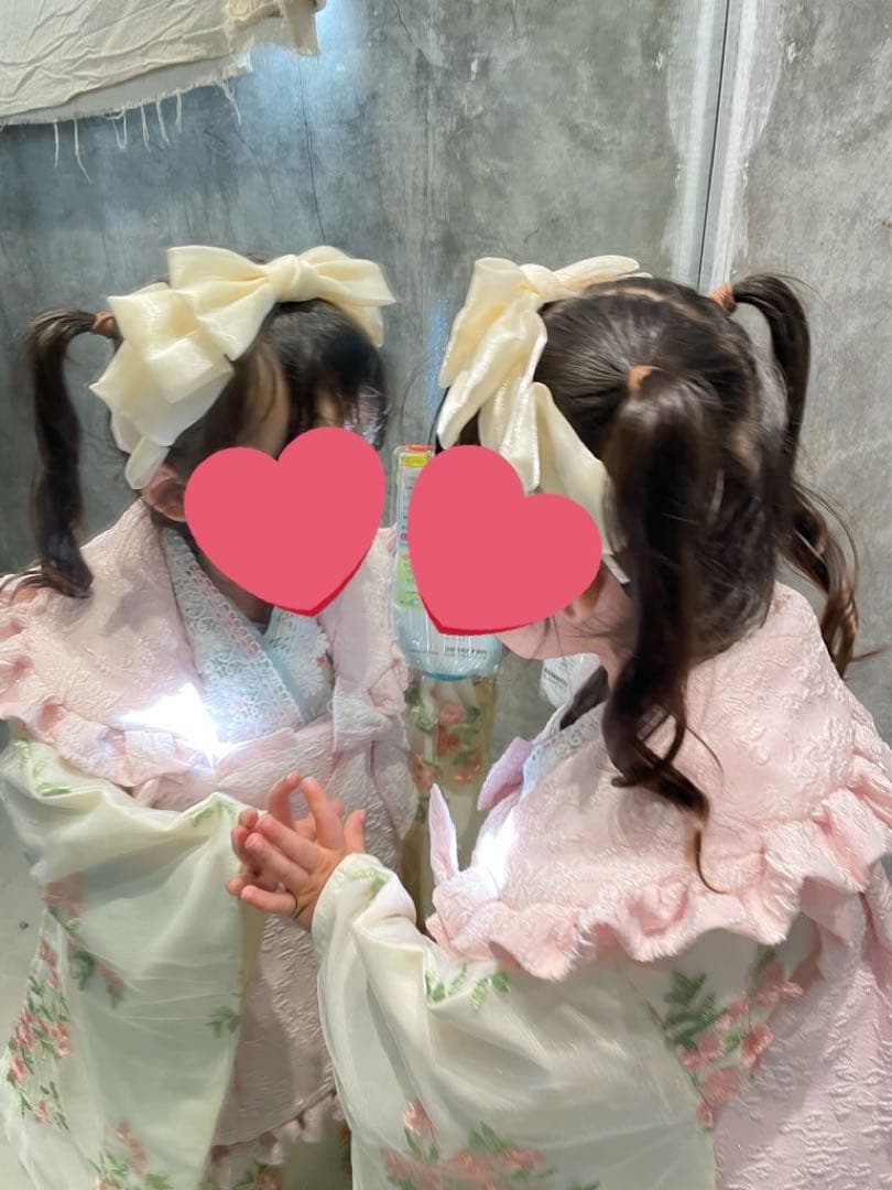 《値下げ》フラワーレース着物ワンピ+被布セット 90cm