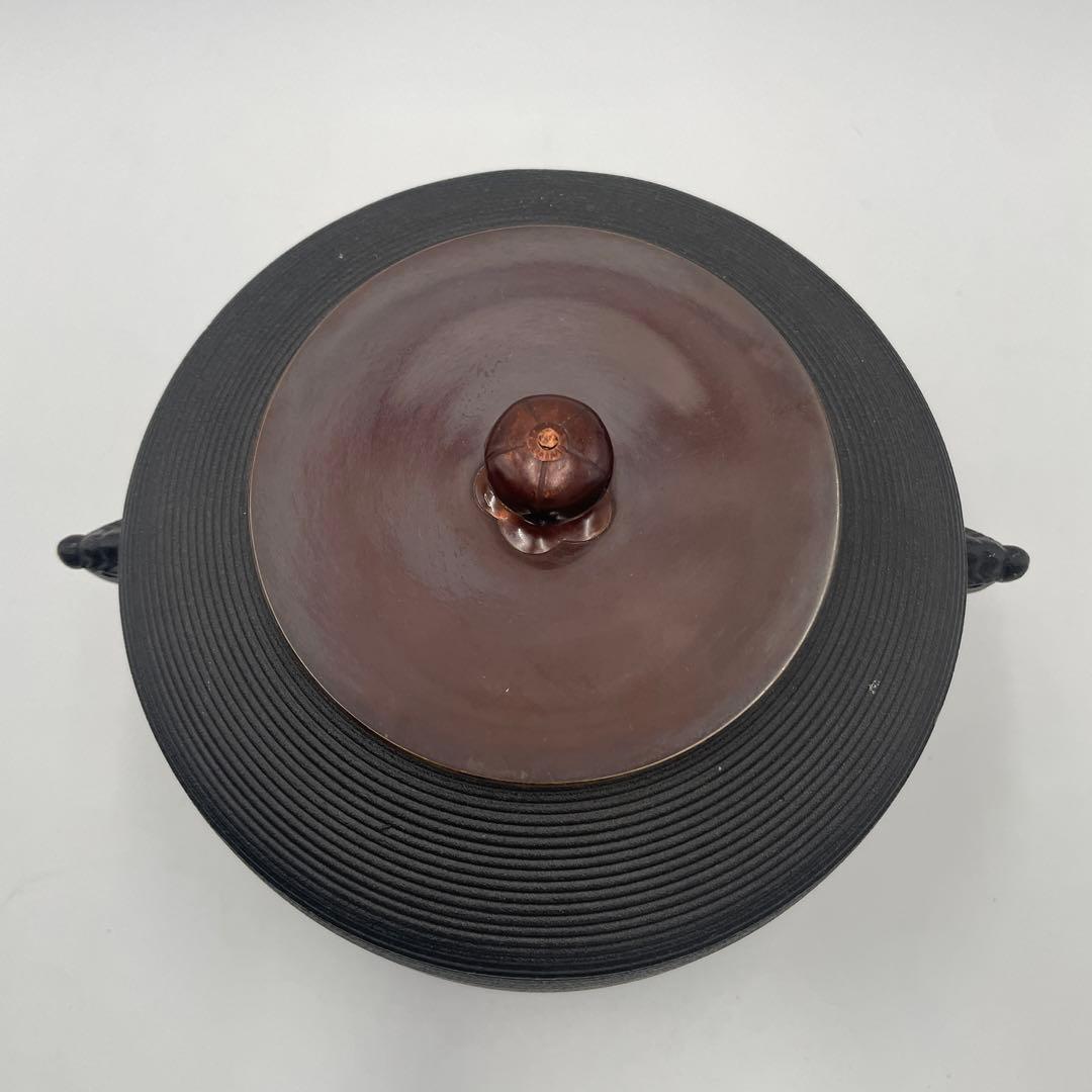 割れあります】合金面取風炉 さびない糸目筒釜 410w電熱器敷板他