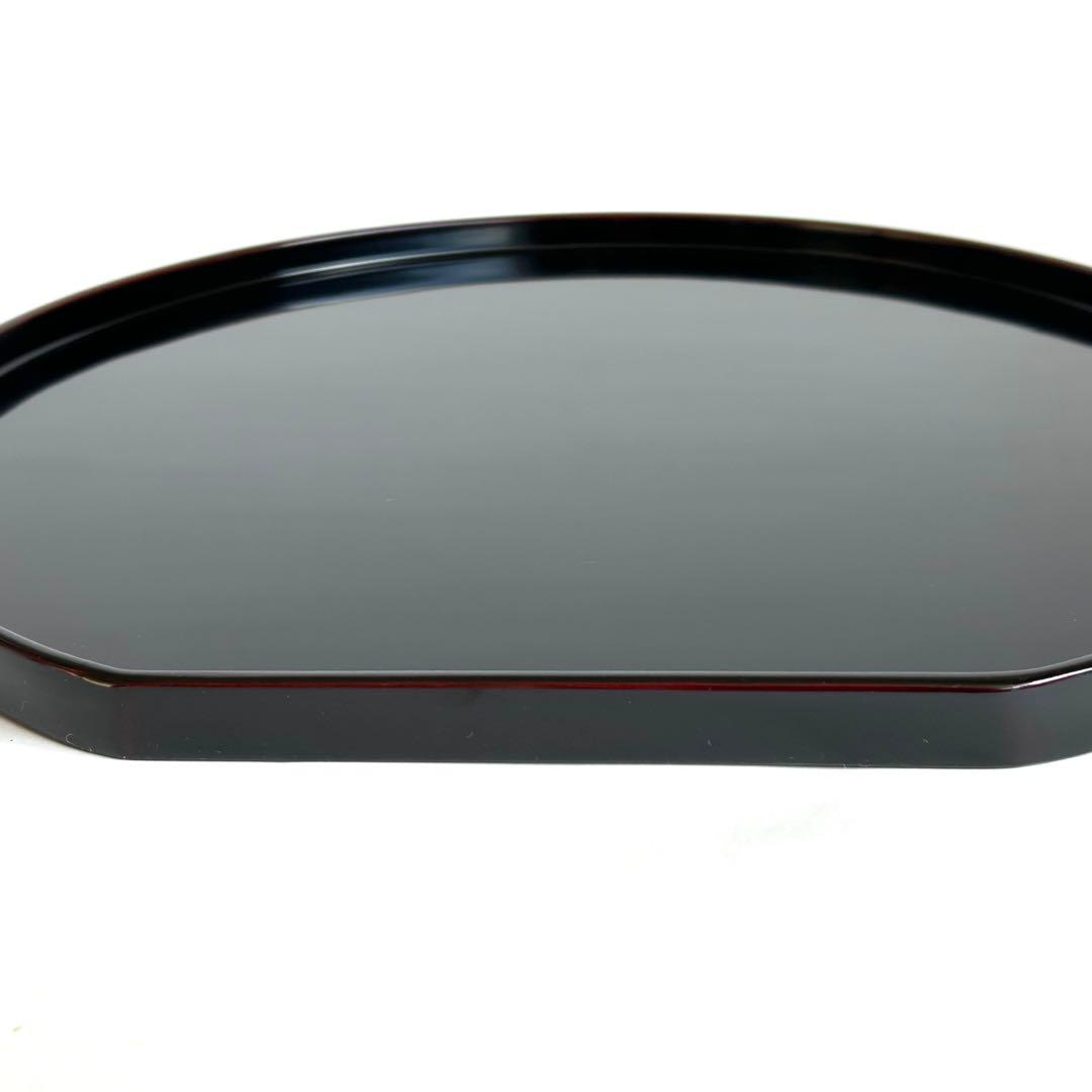 【未使用】天然木 木製 漆塗り 溜め ランチョンマット お膳 膳 お盆 丸丸②