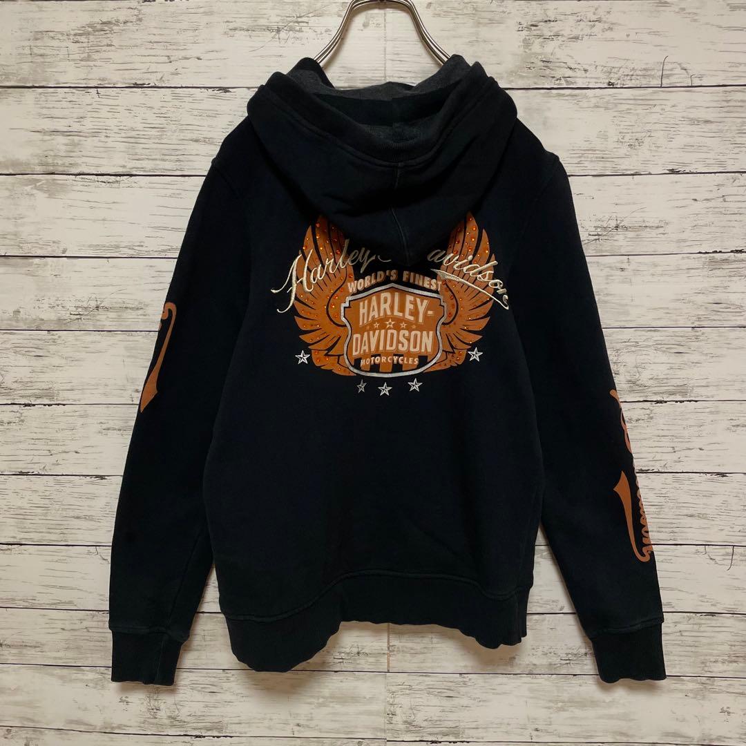 911【入手困難】ハーレーダビッドソン♤刺繍ロゴ　フルジップ　パーカー　即完売品