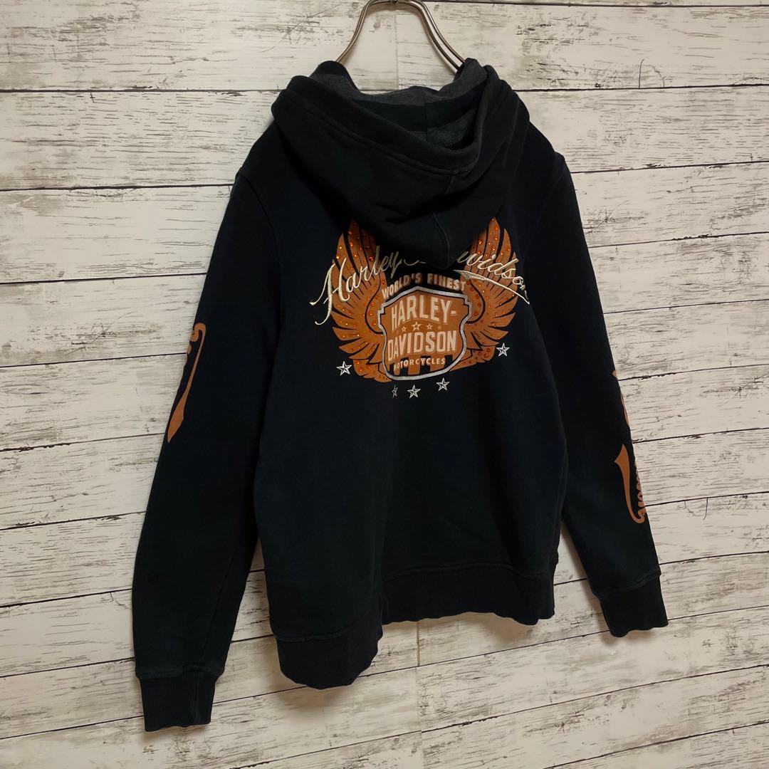 911【入手困難】ハーレーダビッドソン♤刺繍ロゴ　フルジップ　パーカー　即完売品