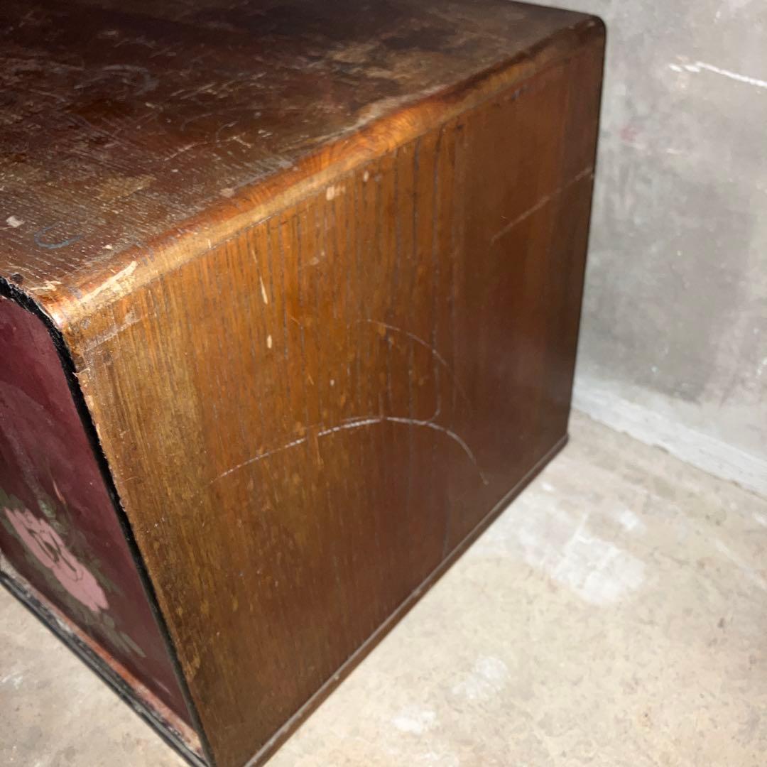 昭和レトロ 文机 花柄 デスク テーブル 薔薇 時代物 片袖 座机 ロー