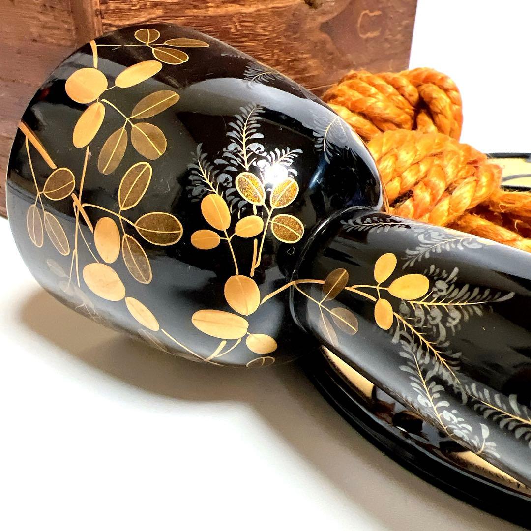 良品】鼓 蒔絵 小鼓 胴 和楽器 漆塗り 伝統芸能 能 歌舞伎 金彩