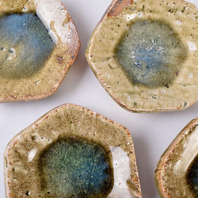 和食器 伊賀焼 西山窯 坂本瀧山作 銘々皿 五客 共箱 V