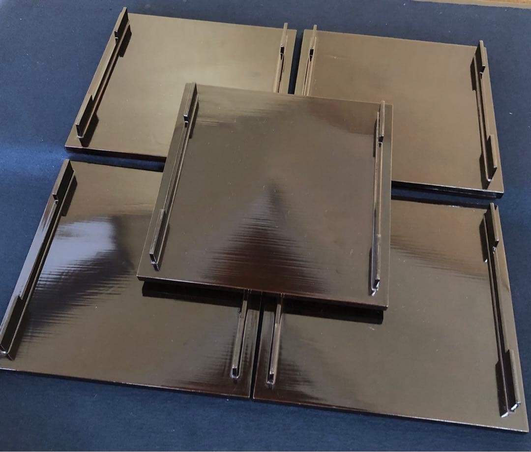 黒塗 流水紅葉蒔絵 脚付膳 四方膳10客 木製漆器 木箱　250725F1❗️割引