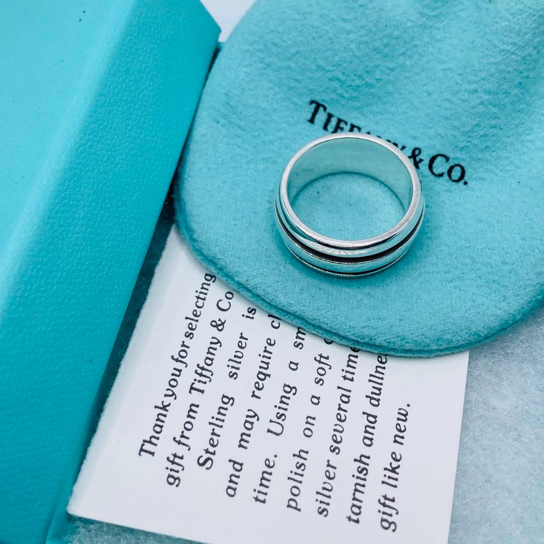 極美品✨ ティファニー グルーブドリング ダブルライン AG925 #17