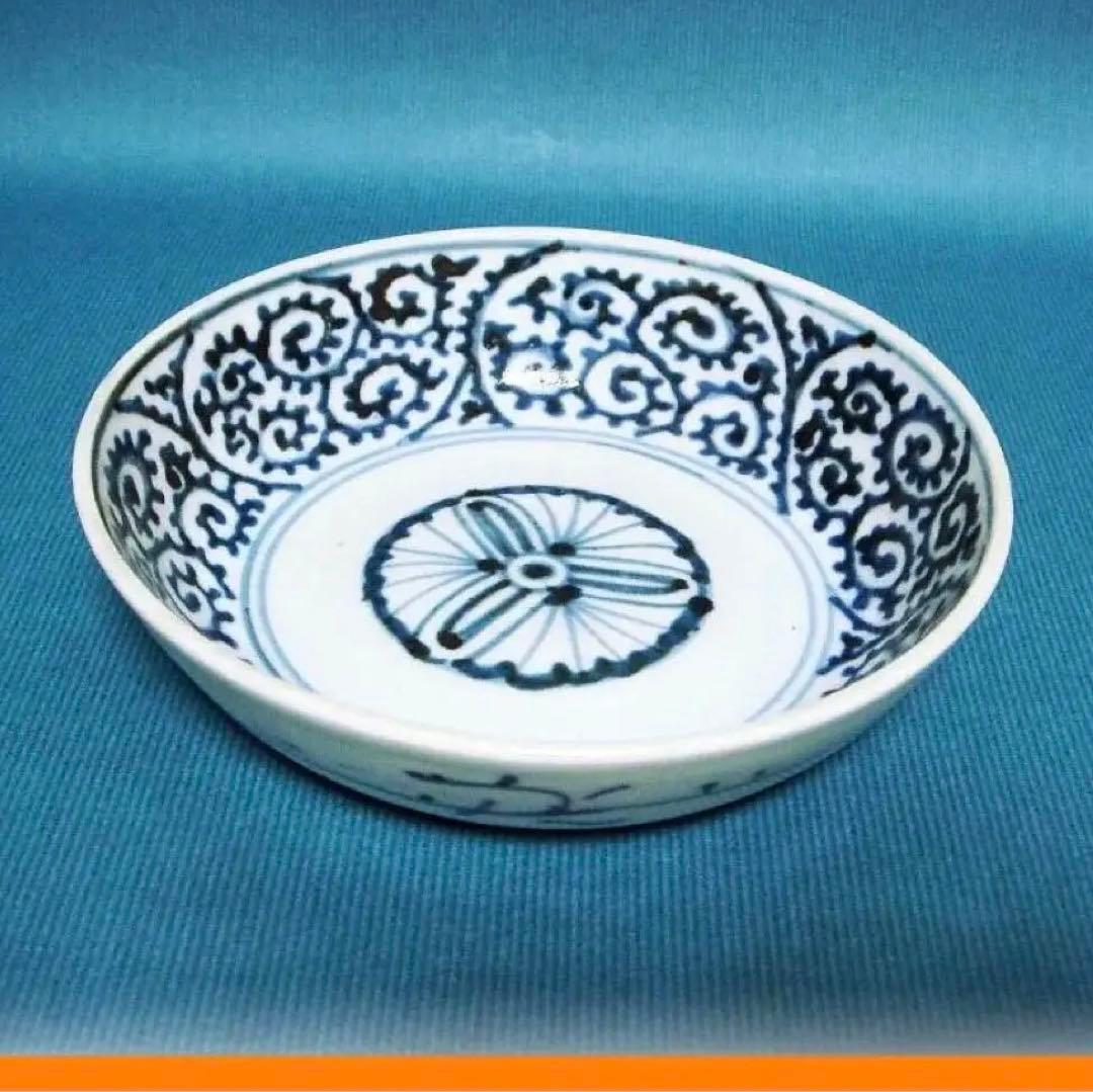 406『染付 蛸唐草文 皿』　/骨董品 古美術 アンティーク 古玩
