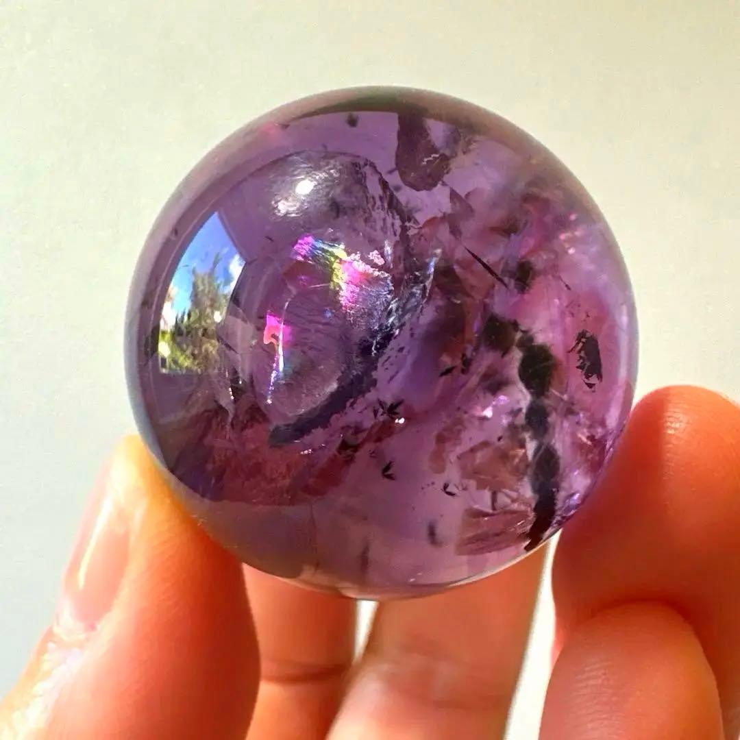 アメシスト スフィア 高品質 ホーランダイト 虹 ファントムの通販はau