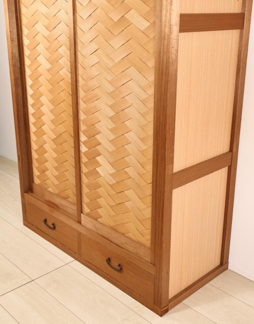 BK240 茶道具 置水屋 箪笥 茶箪笥 網代扉 煎茶棚 2段