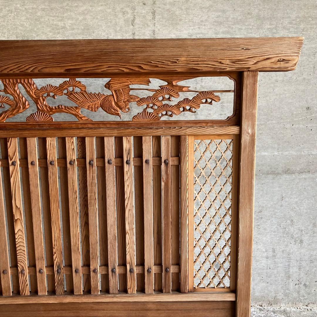 衝立 仕切り パーテーション 木製 彫刻 透かし彫 格子 松 和風 大型