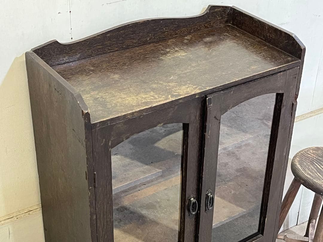 A*K様 アンティーク木製キャビネット ダークブラウン ガラス扉 美術品