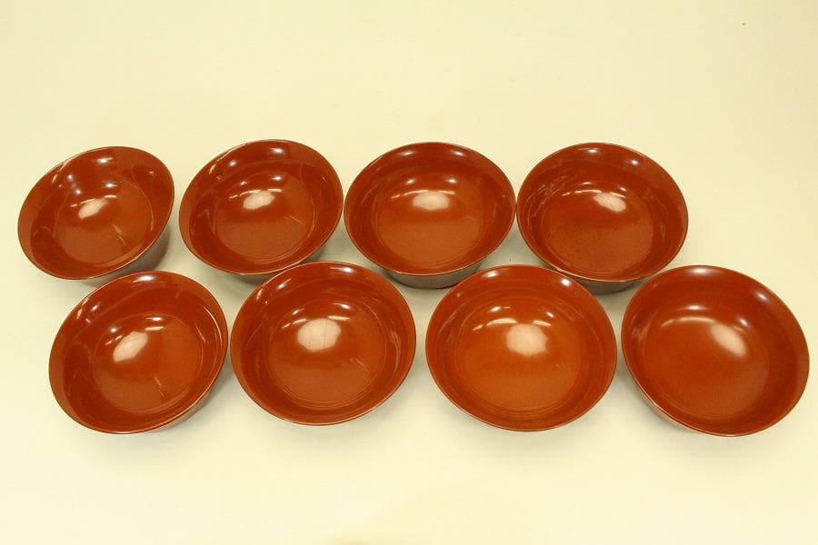 輪島塗 朱漆 沈金黒 風景蓋 八客(ZE460)