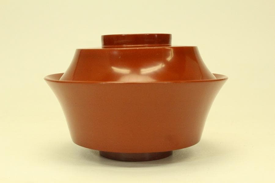 輪島塗 朱漆 沈金黒 風景蓋 八客(ZE460)