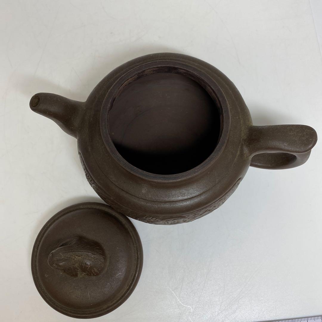 中国古玩　朱泥急須A 幅約17.5㎝　東さ7-1102③