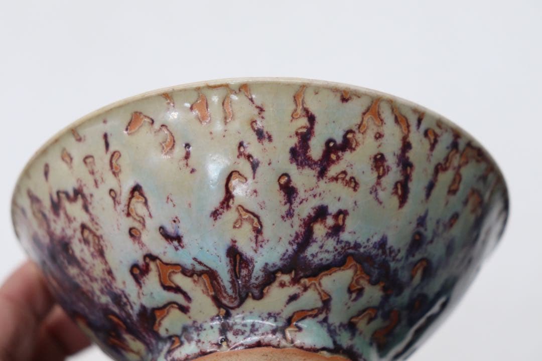 中国　窯変紅釉　お碗　送料込み1008