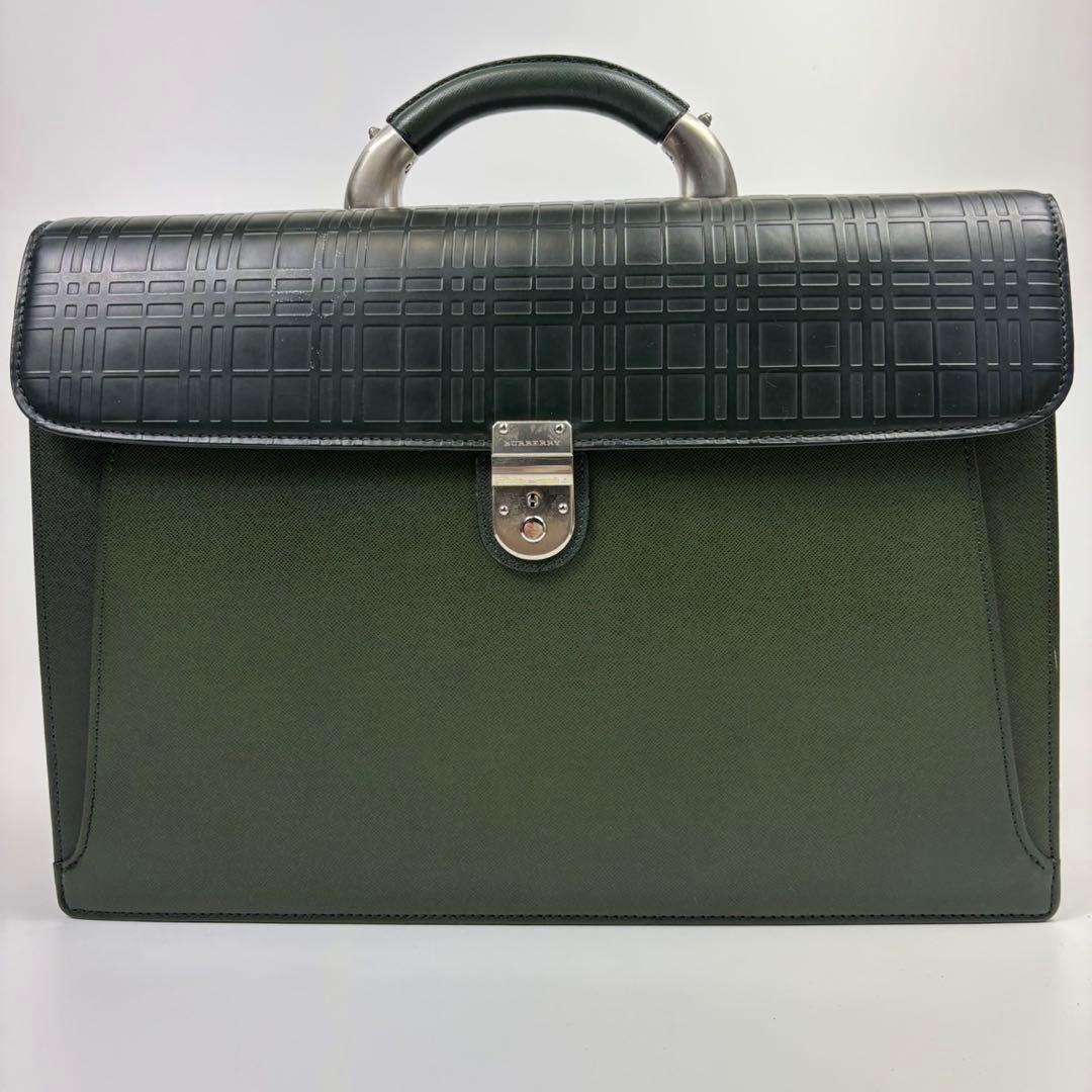 ✨美品✨希少 BURBERRY サフィアーノ ダレスバッグ ビジネスバッグ 緑