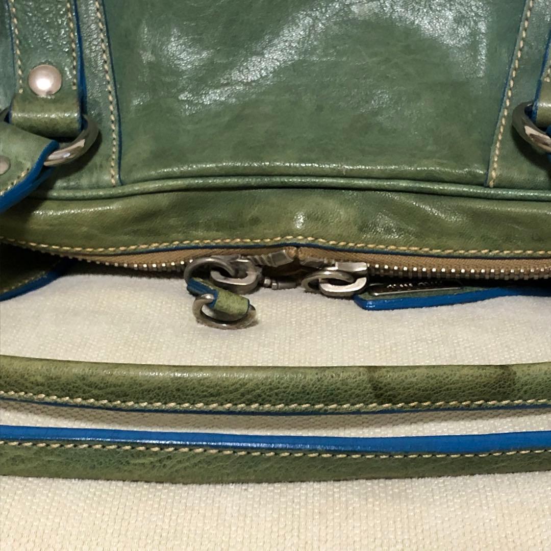 MIU MIU レザー ハンドバッグ グリーン系
