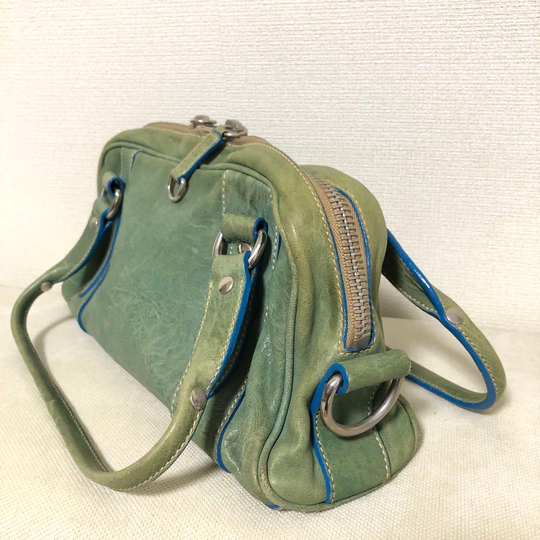 MIU MIU レザー ハンドバッグ グリーン系
