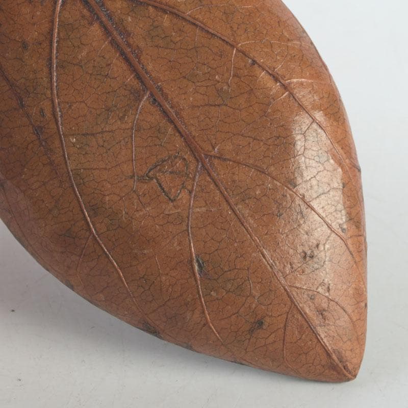 茶道具 山中塗師 新井宗賀作 乾漆 柿ノ葉香合 共箱 V 9706