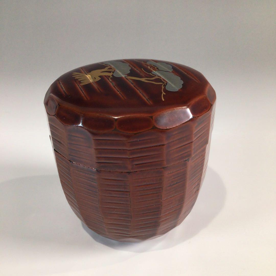 Ｐ４５０　棗　『岡本陽斎作』『又妙斉好』『老松蒔絵』『折撓中棗』　共箱　茶道具