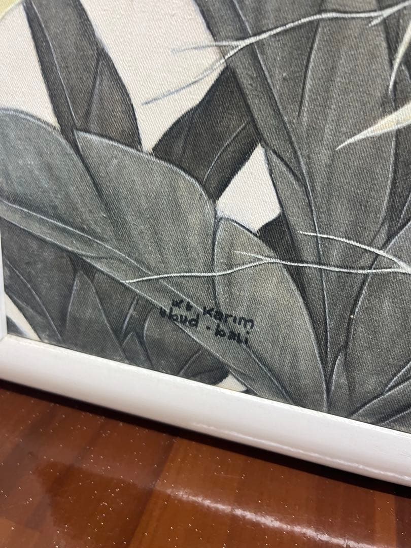 31カリム 竹林と鳥 布 油彩 ◉商品説明◉→ 31カリム 竹林と