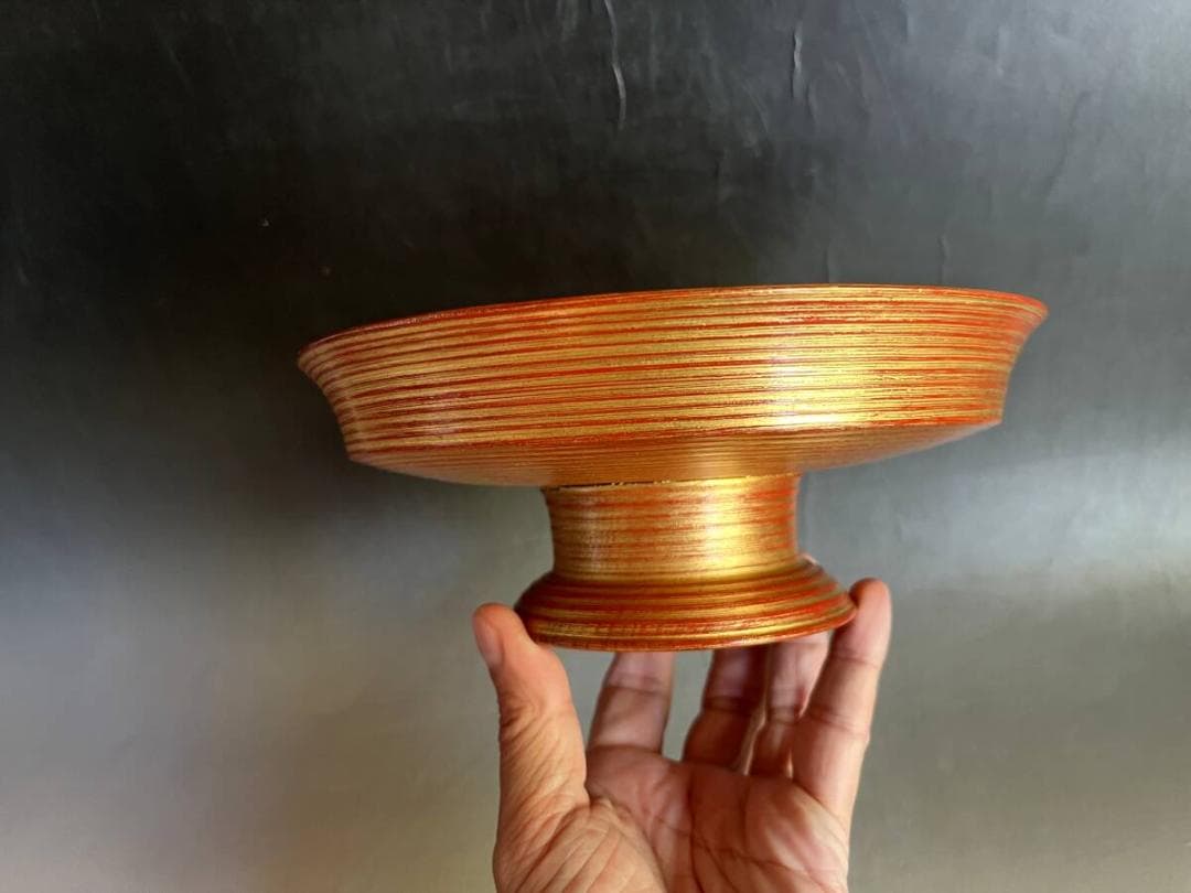 菓子器■塗り師 志悦銘 明治時代頃 越 木製漆器 金彩 高足 時代物 骨董品■