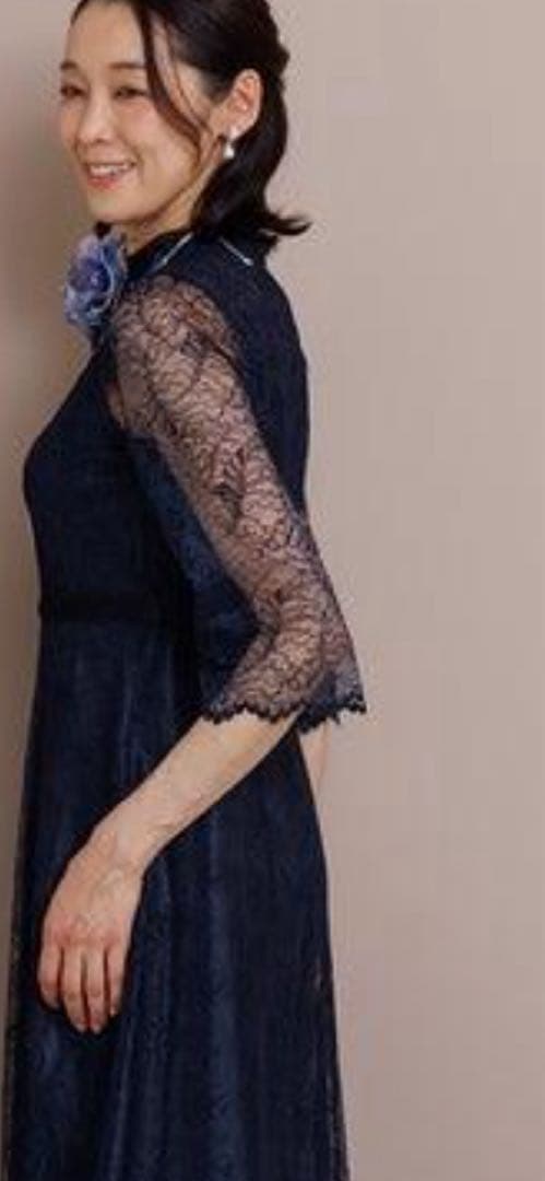 フォルムフォルマ マザードレスform forma リーフレースロング紺　９号