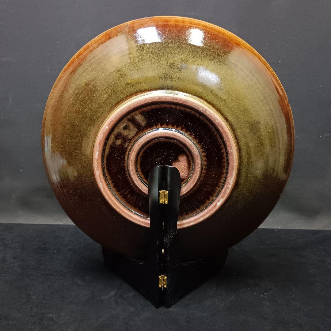 小久慈焼 鷹の絵柄 陶器の皿 直径約45㎝