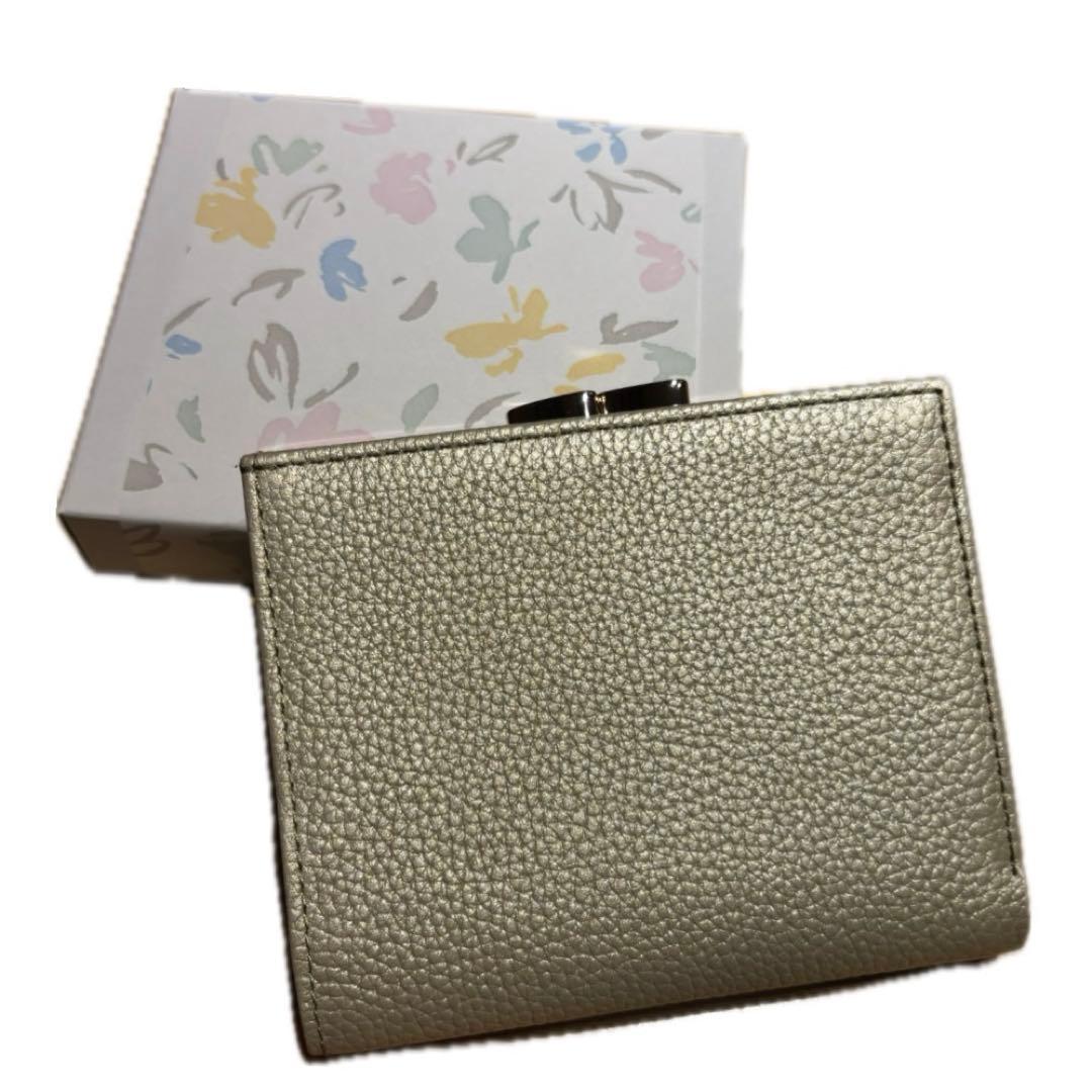 新品】皇居 財布 二つ折り がま口 シャンパンゴールド菊の御紋入 皇居