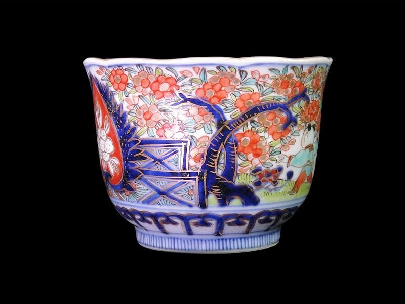 古伊万里 金襴手 花に唐子の図 向付 5客 AS-DCe