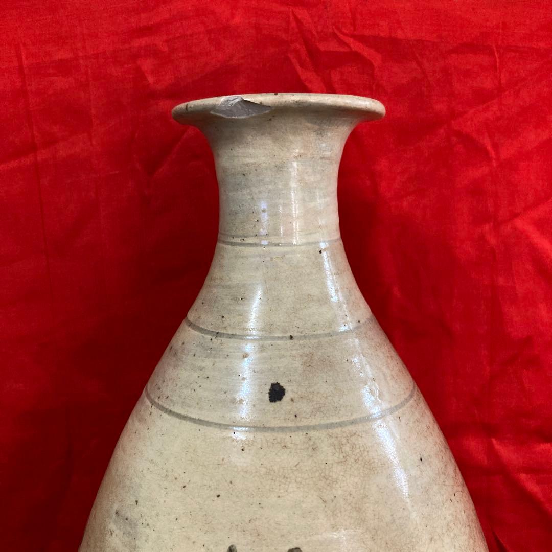 李朝 粉青沙器 白地鉄絵 瓶 ショップ 徳利 魚水草文 鶏龍山