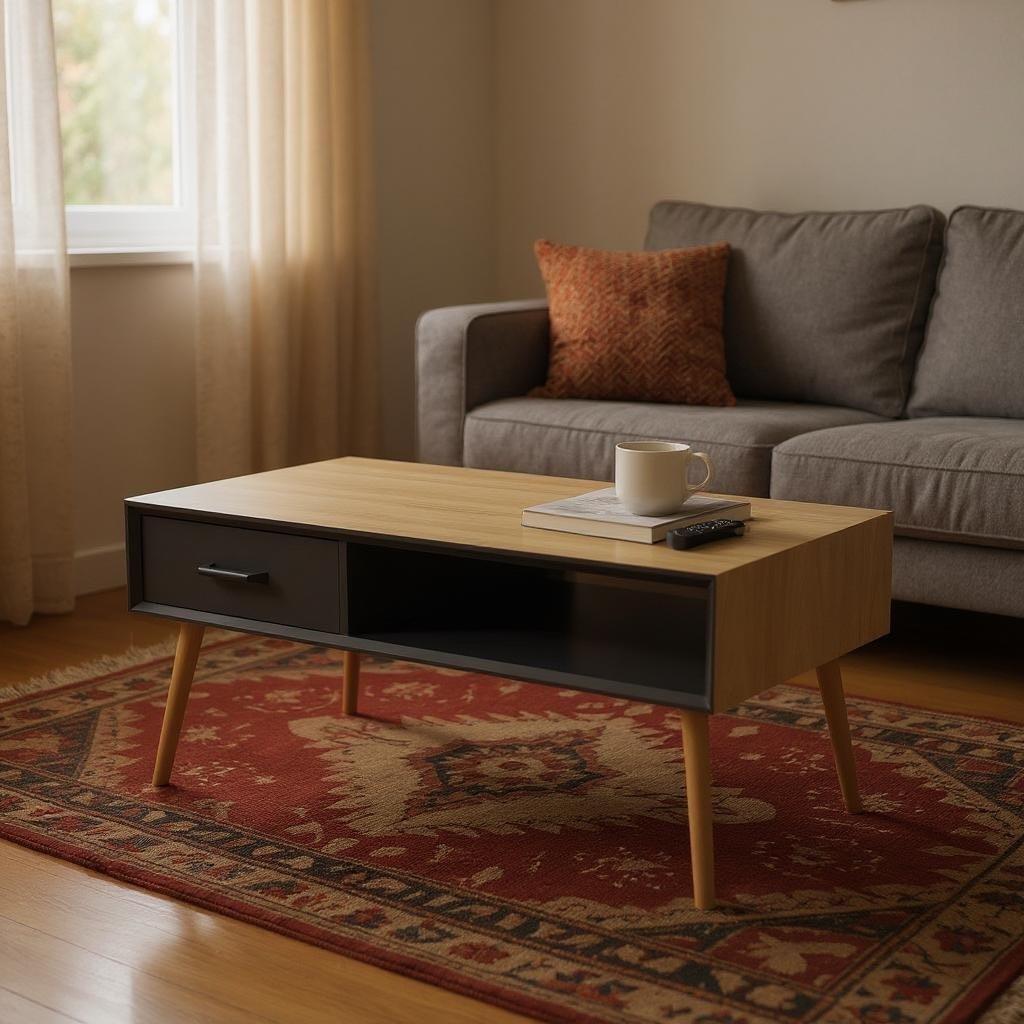 センターテーブル 両面から引き出せる 引き出し付き 100cm