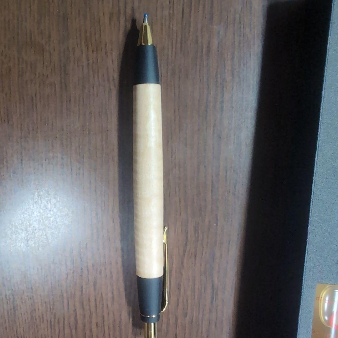 野原工芸 栃縮杢のボールペン・スタンダード-ゴールド（SANZOクリップ）