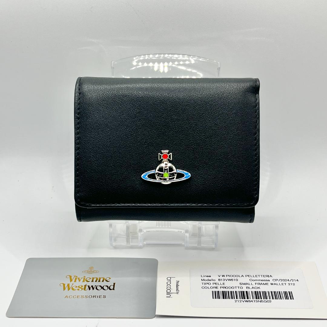 Vivienne Westwood がま口 マット 折財布 カラフルオーブ 黒 - メルカリ