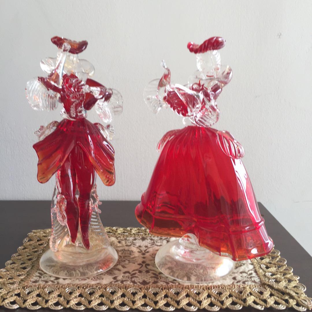 ベネチアン・グラス ガラス人形ペア