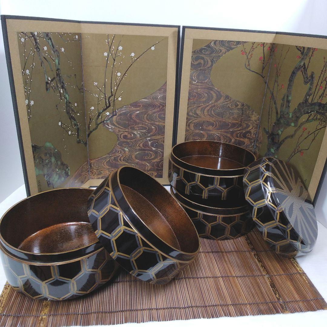 江戸時代骨董 金と銀の紐が六角形に結ばれた模様