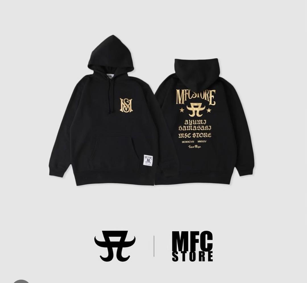 浜崎あゆみ　mfc store コラボパーカー　Mサイズ ブラック ゴールド ayumi hamasaki × MFC STORE」のコレボレーションアイテムをバーニーズ