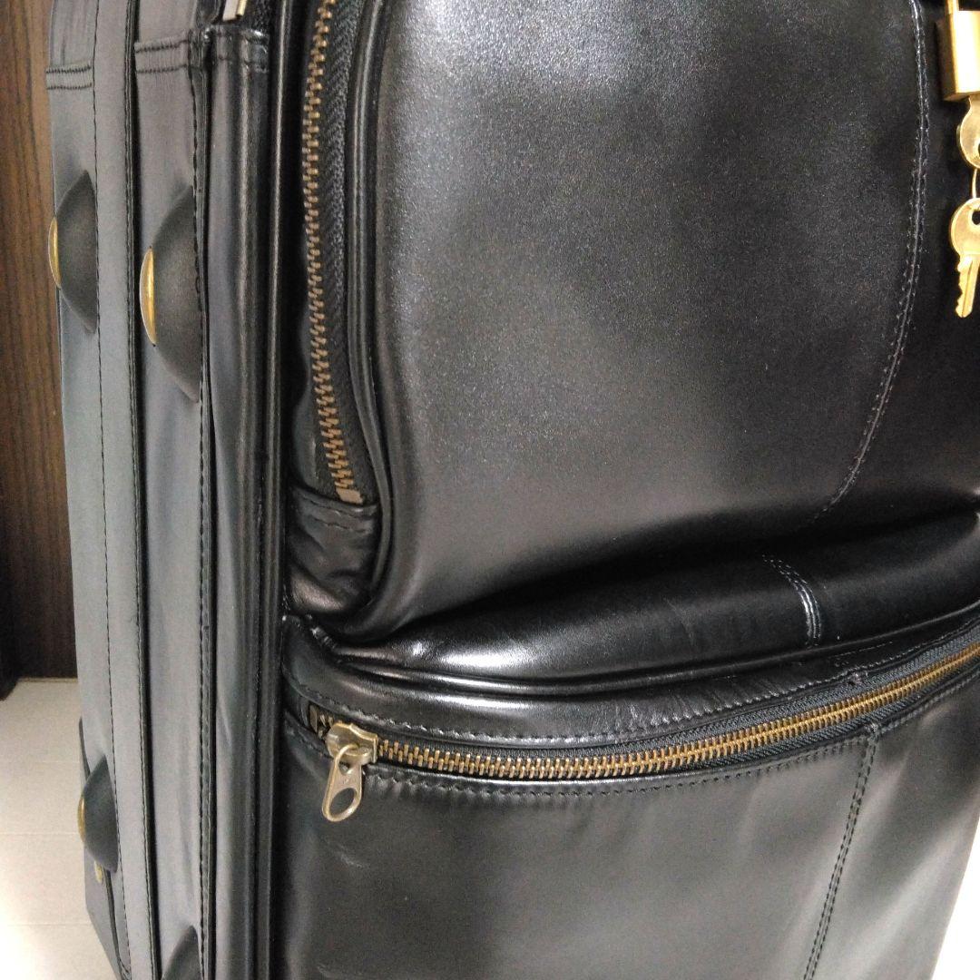 デキる男のブラックオールレザー メンズキャリーバッグ