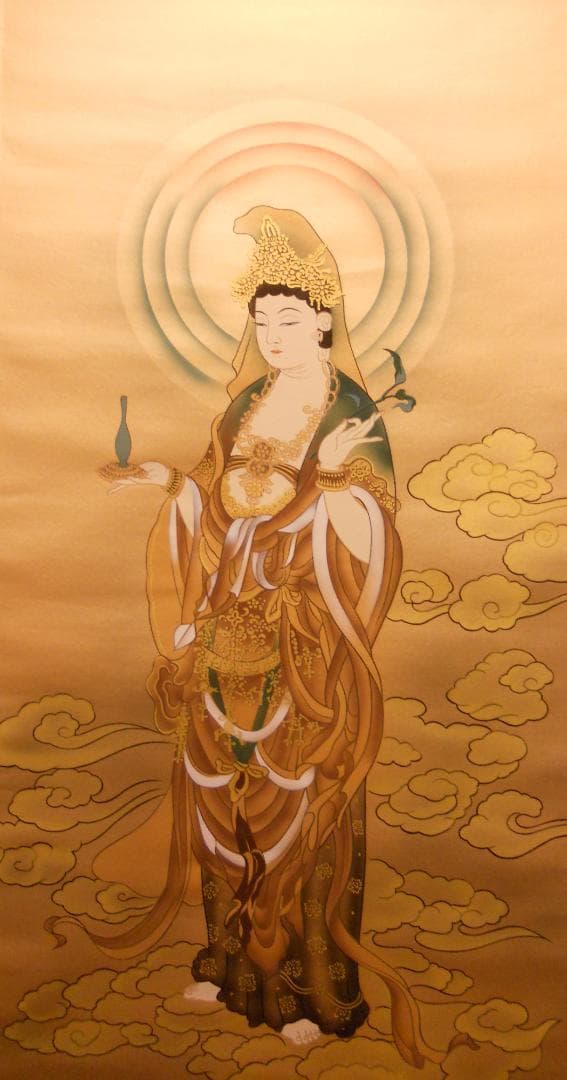 掛け軸 山田紅雪 聖観音 絹本 希少 軸装 茶道具 掛軸 美品 です。 掛軸専門