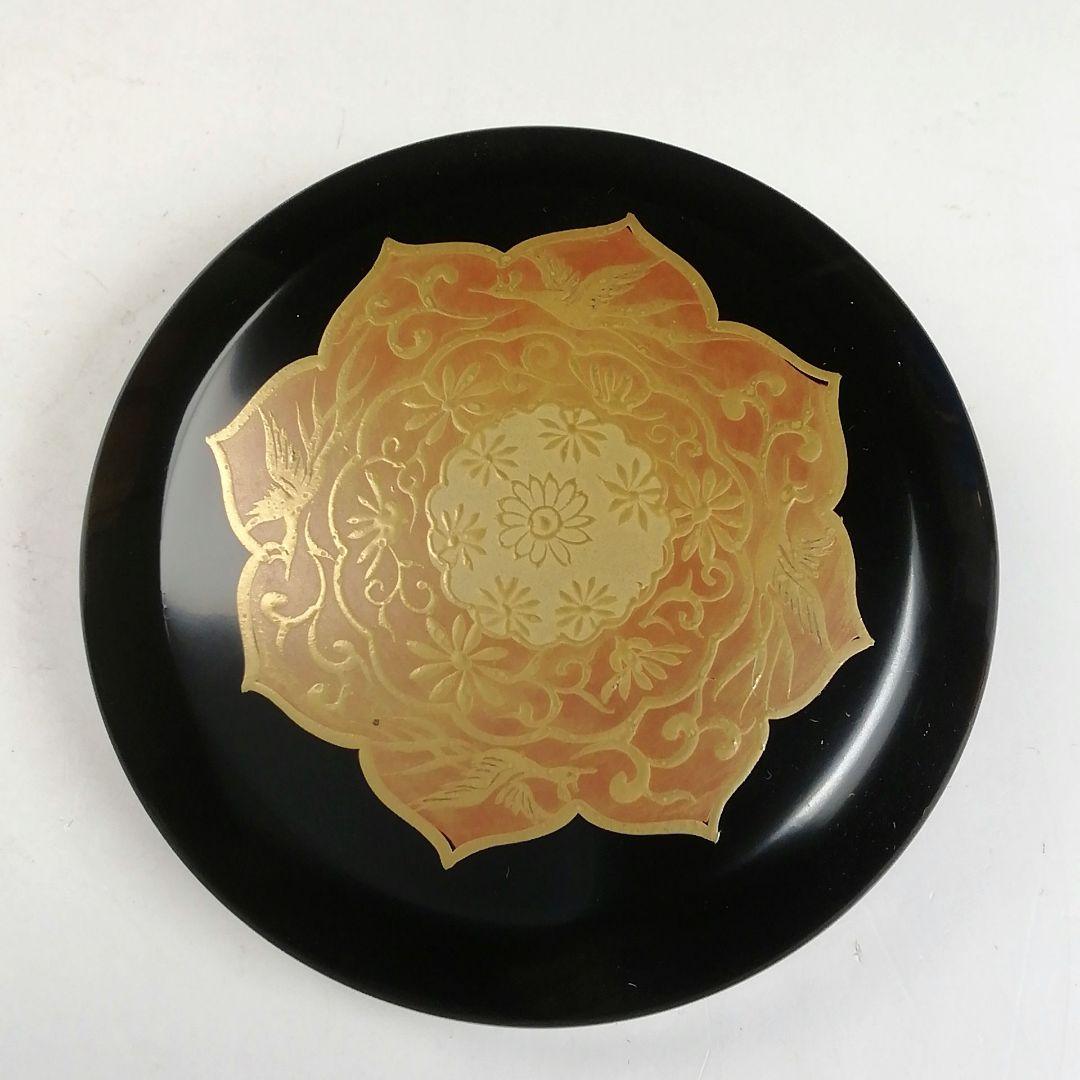 T836 香合 『手鏡蒔絵』『錫縁香合』『新井司峰 作』 共箱 茶道具